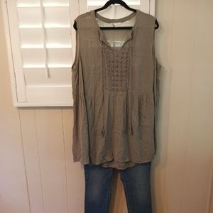 Sleeveless Bojo Popover Top - Olive